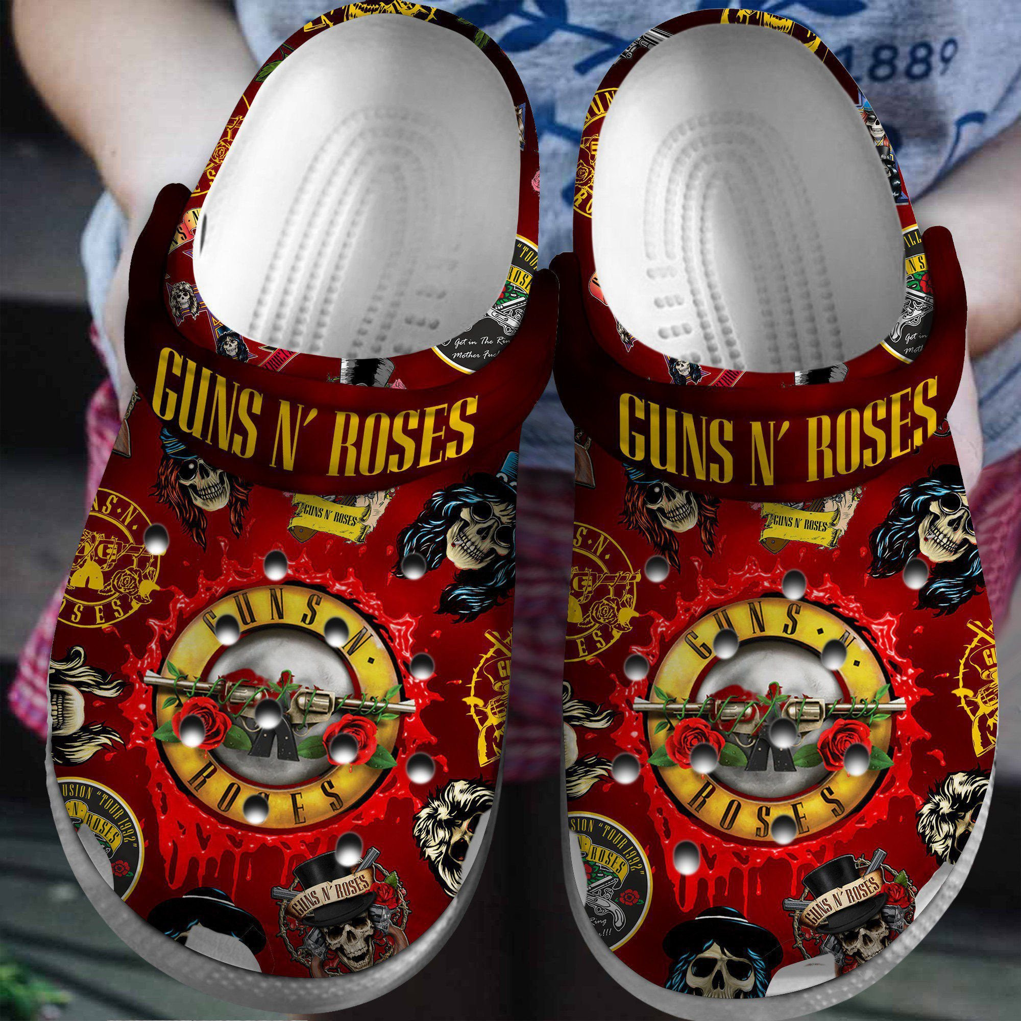 Guns N Rose Music Band Crocs Crocband Clogs Shoes