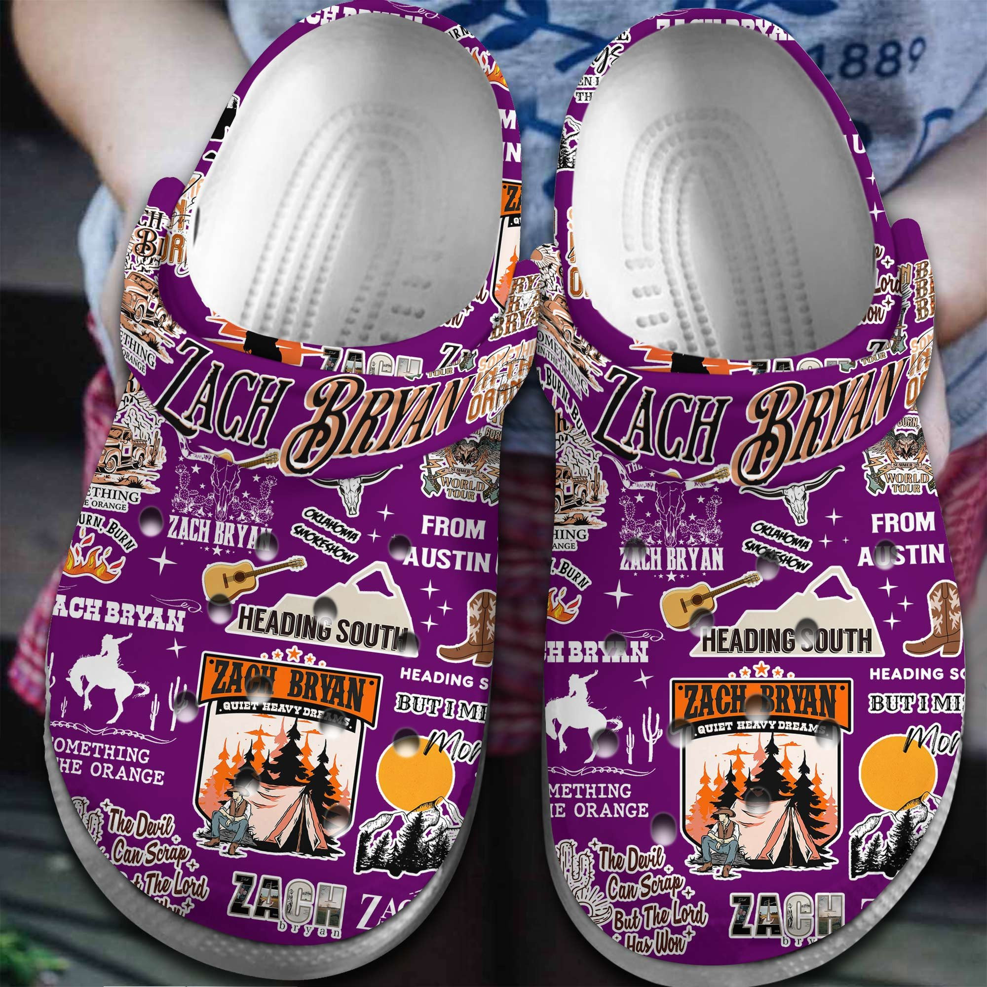 Zach Bryan Singer Music Crocs Crocband Clogs Shoes