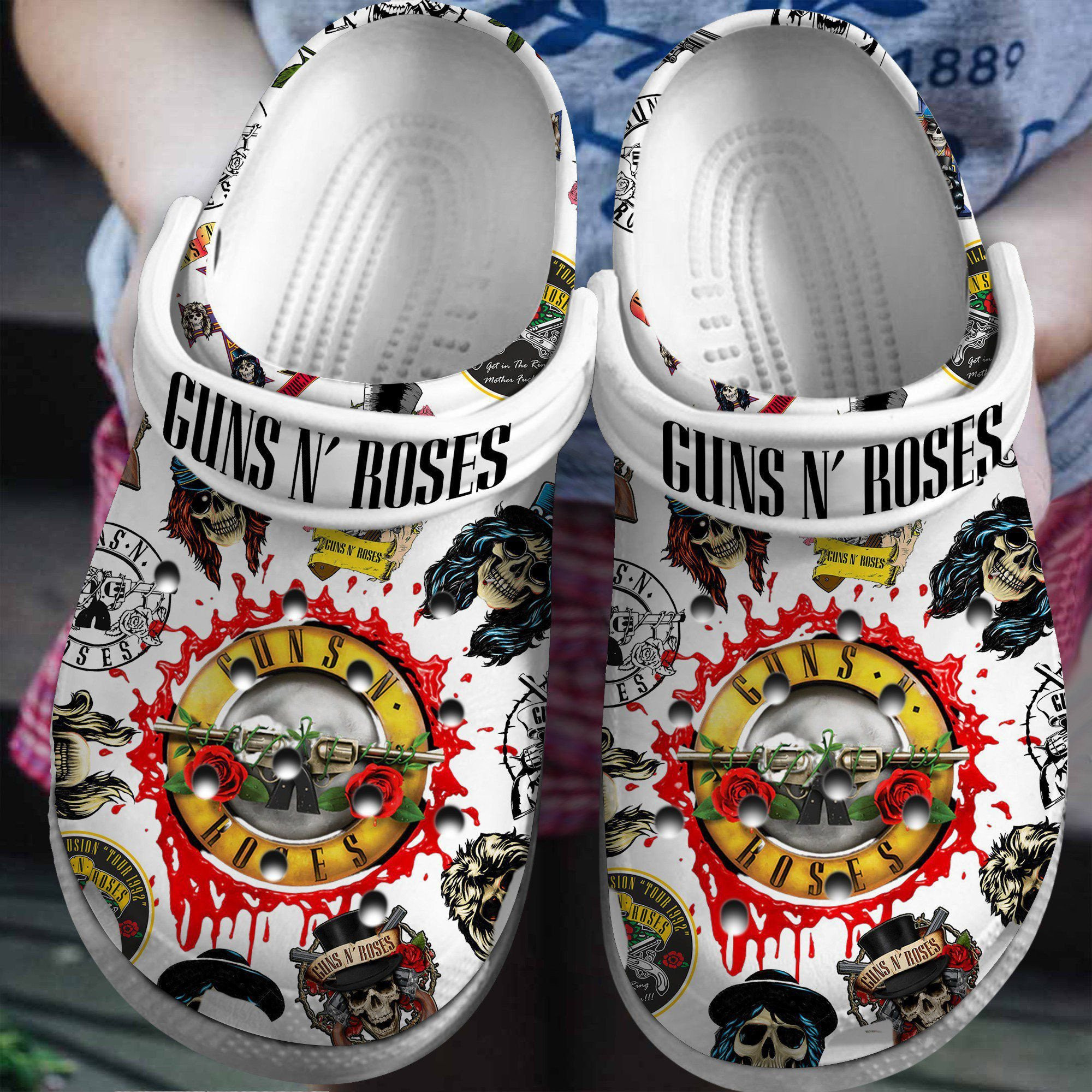 Guns N Rose Music Band Crocs Crocband Clogs Shoes