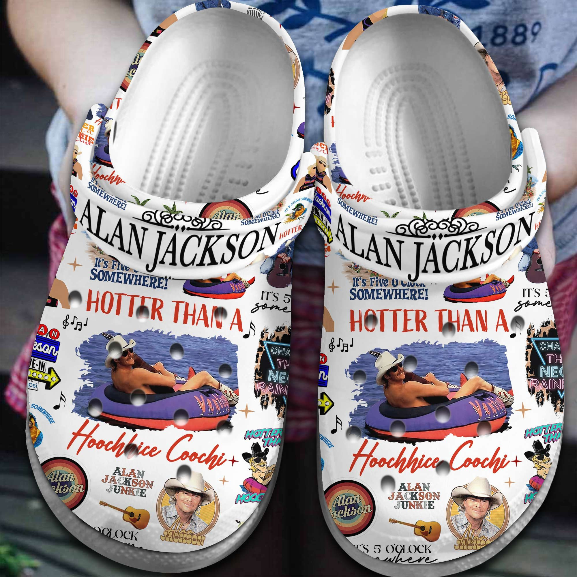 Alan Jackson Singer Gift Hotter Than A Hoochie Coochie Crocs Crocband Clogs Shoes