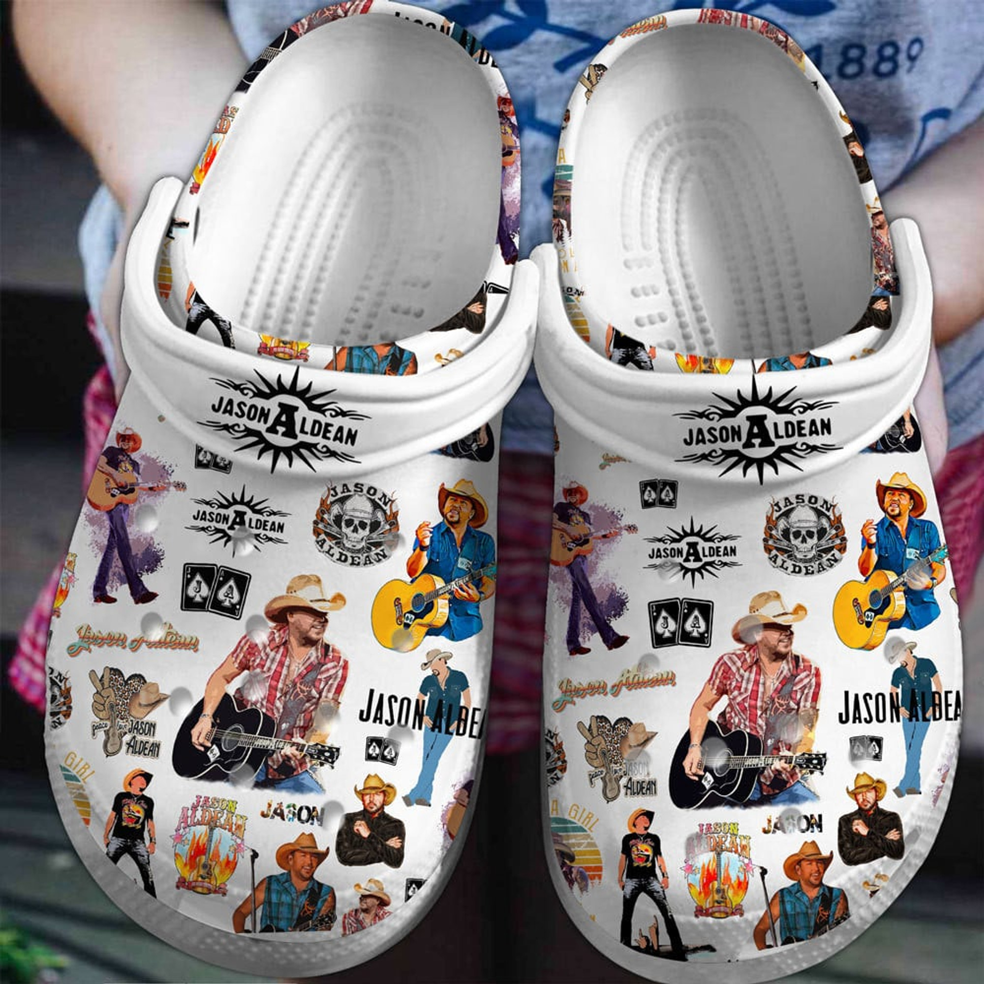 Jason Aldean Singer Music Crocs Crocband Clogs Shoes