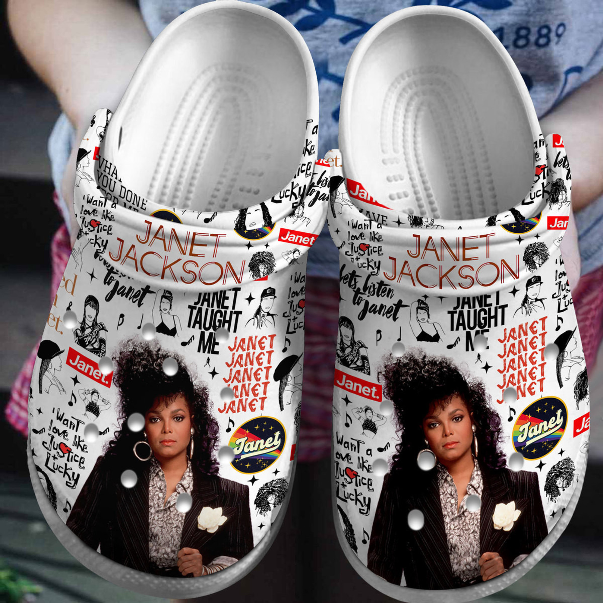Janet Jackson Music Crocs Crocband Clogs Shoes