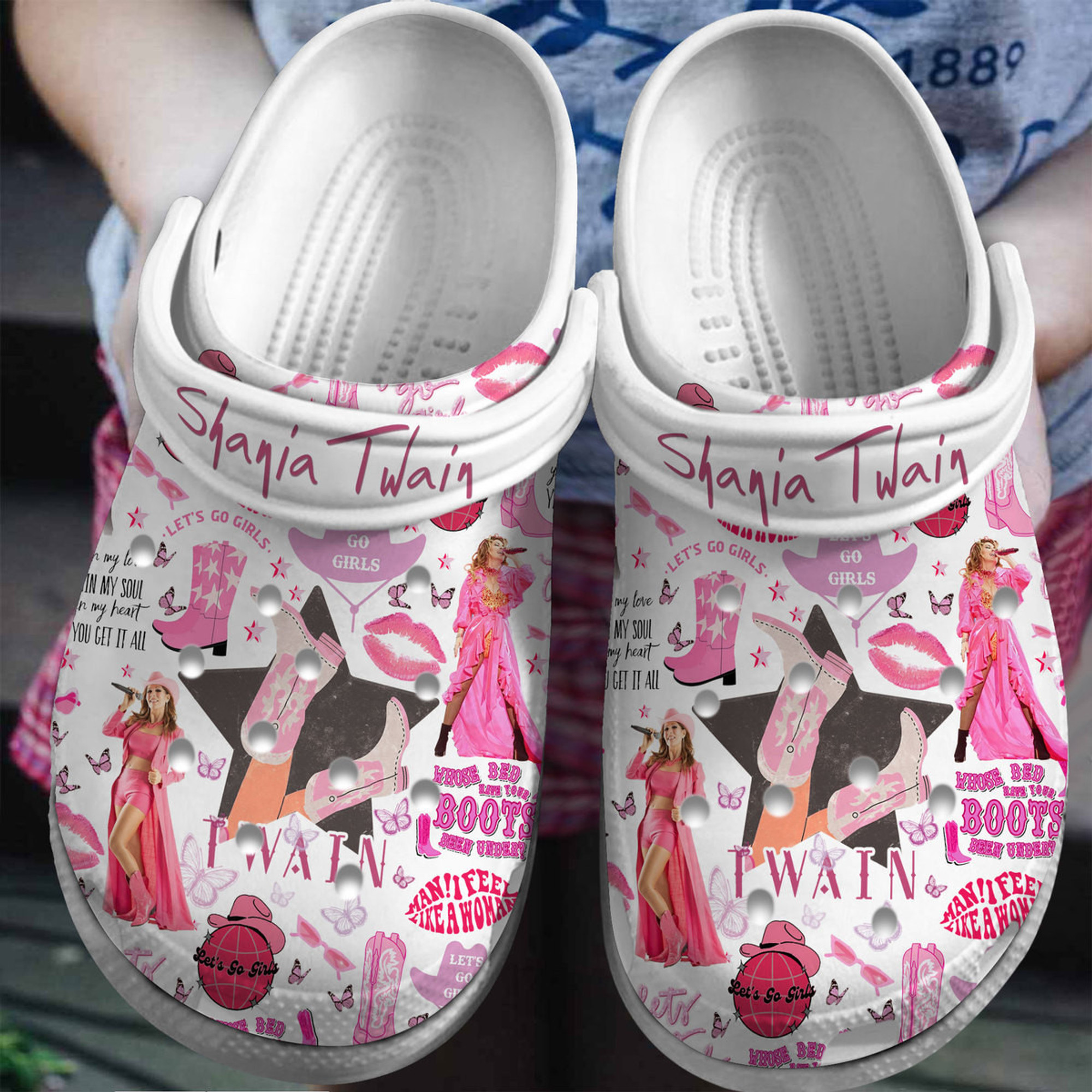 Shania Twain Music Crocs Crocband Clogs Shoes White