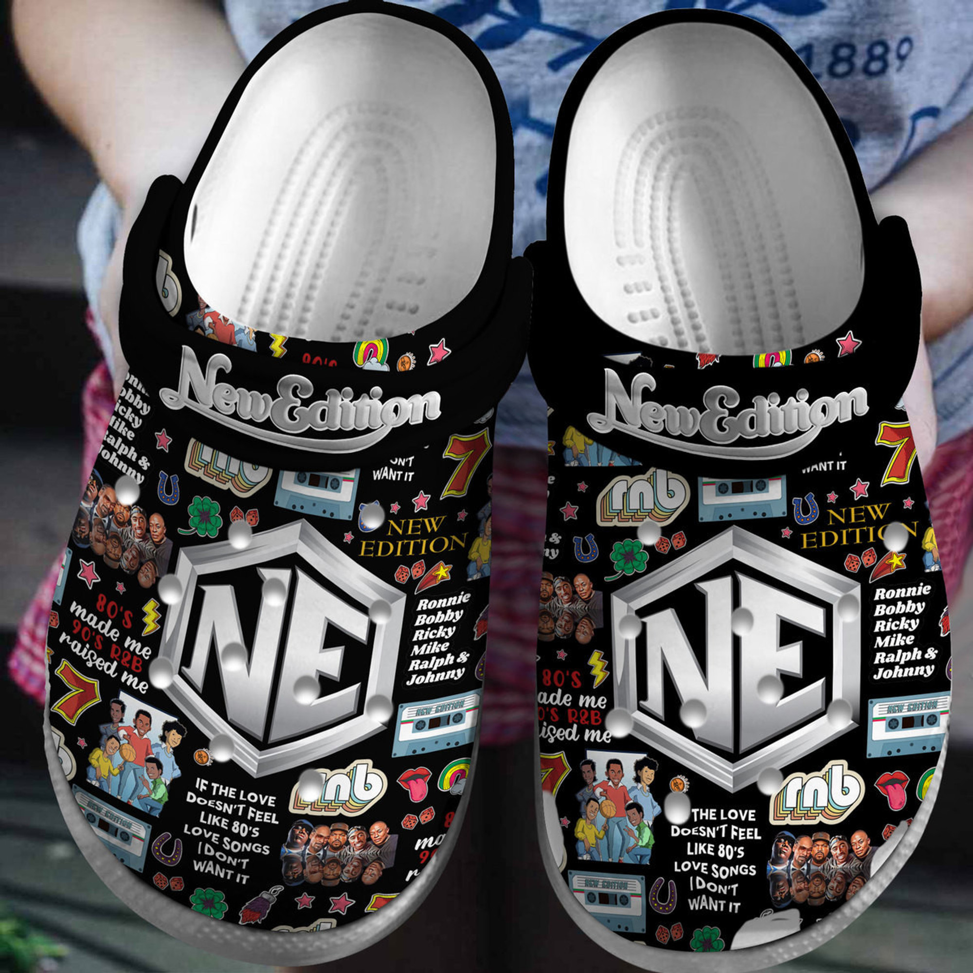New Edition Music Crocs Crocband Clogs Shoes Black