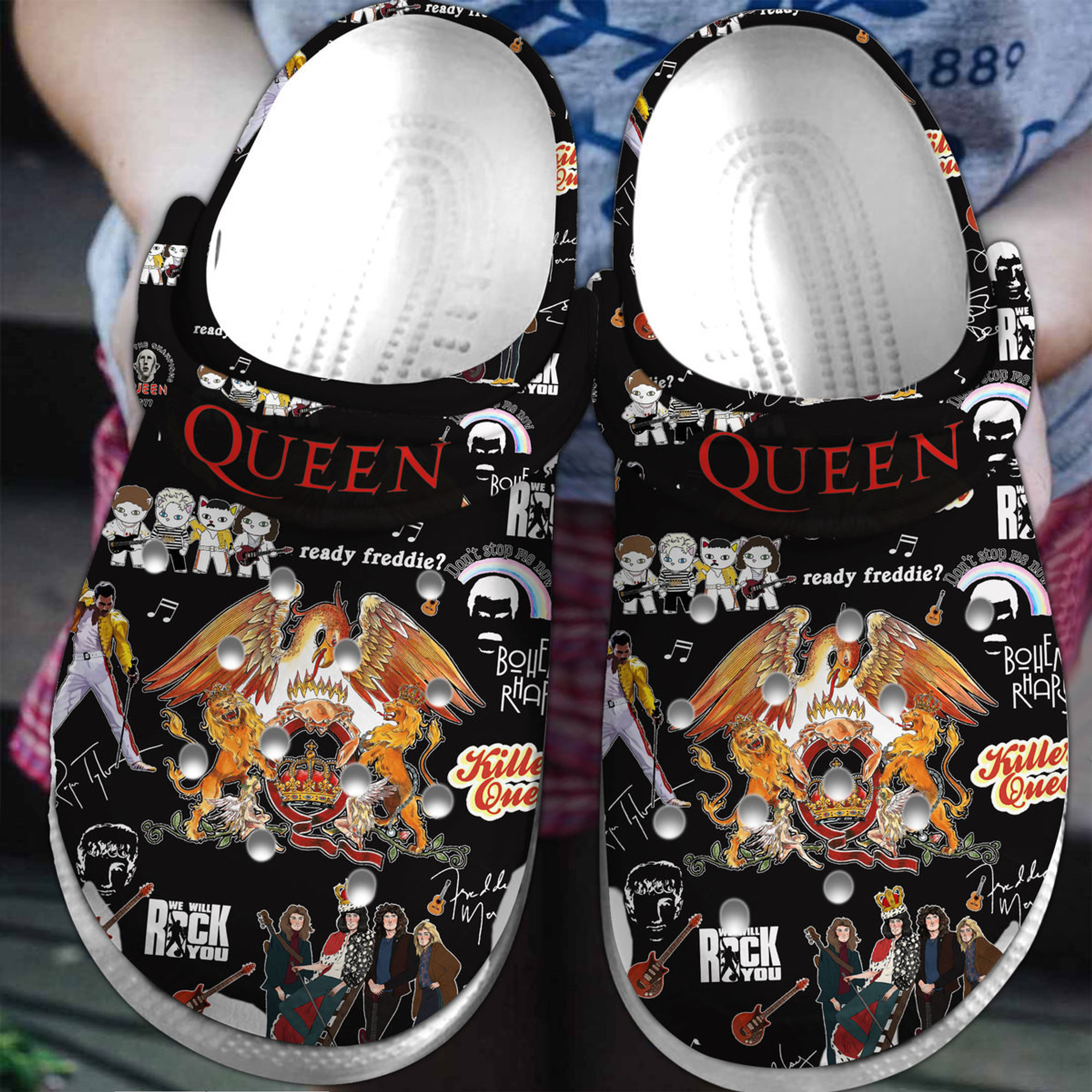 Queen Music Crocs Crocband Clogs Comfortable For Men Women