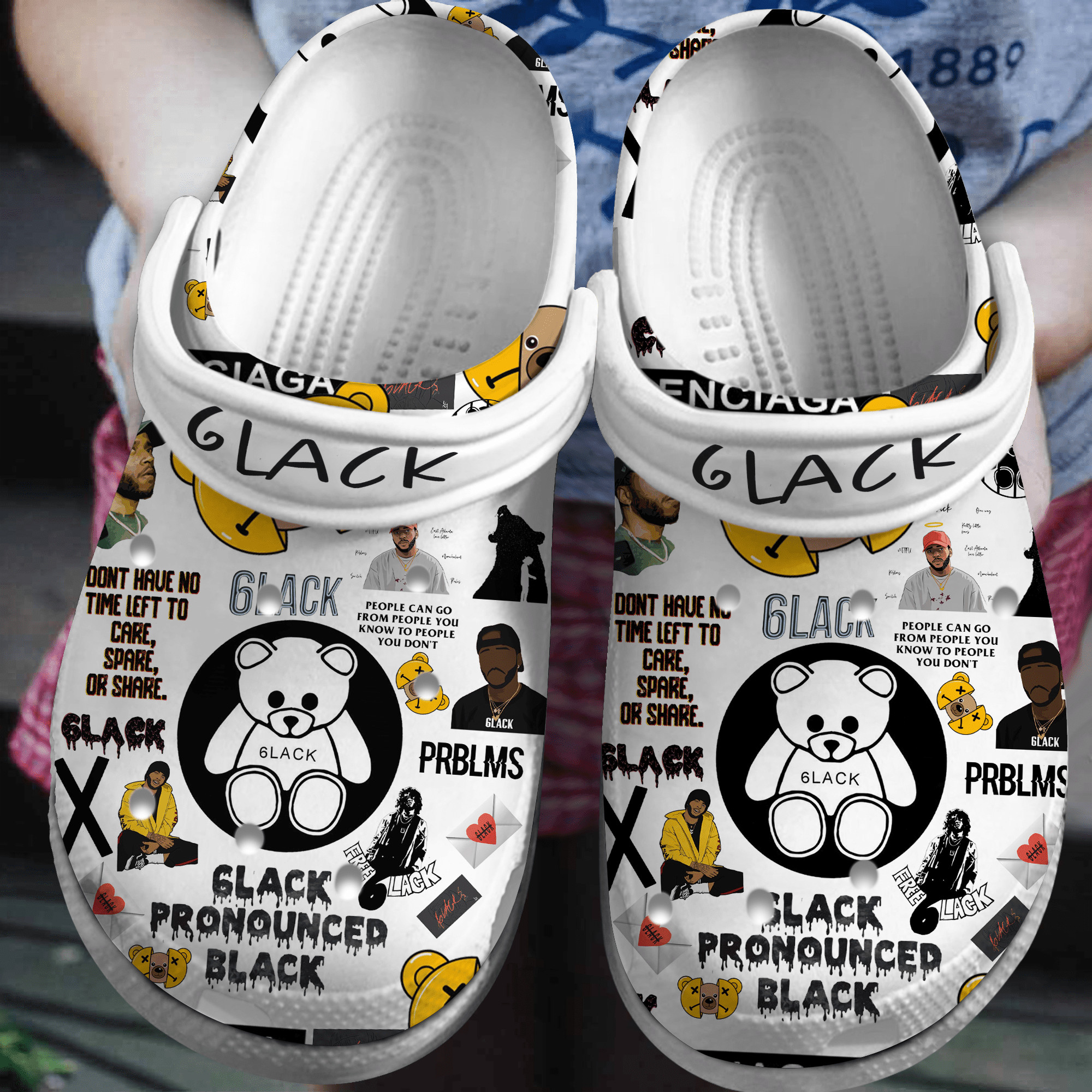 6Lack Pronounced Black Music Crocs Crocband Clogs Gift For Mom Dad Family