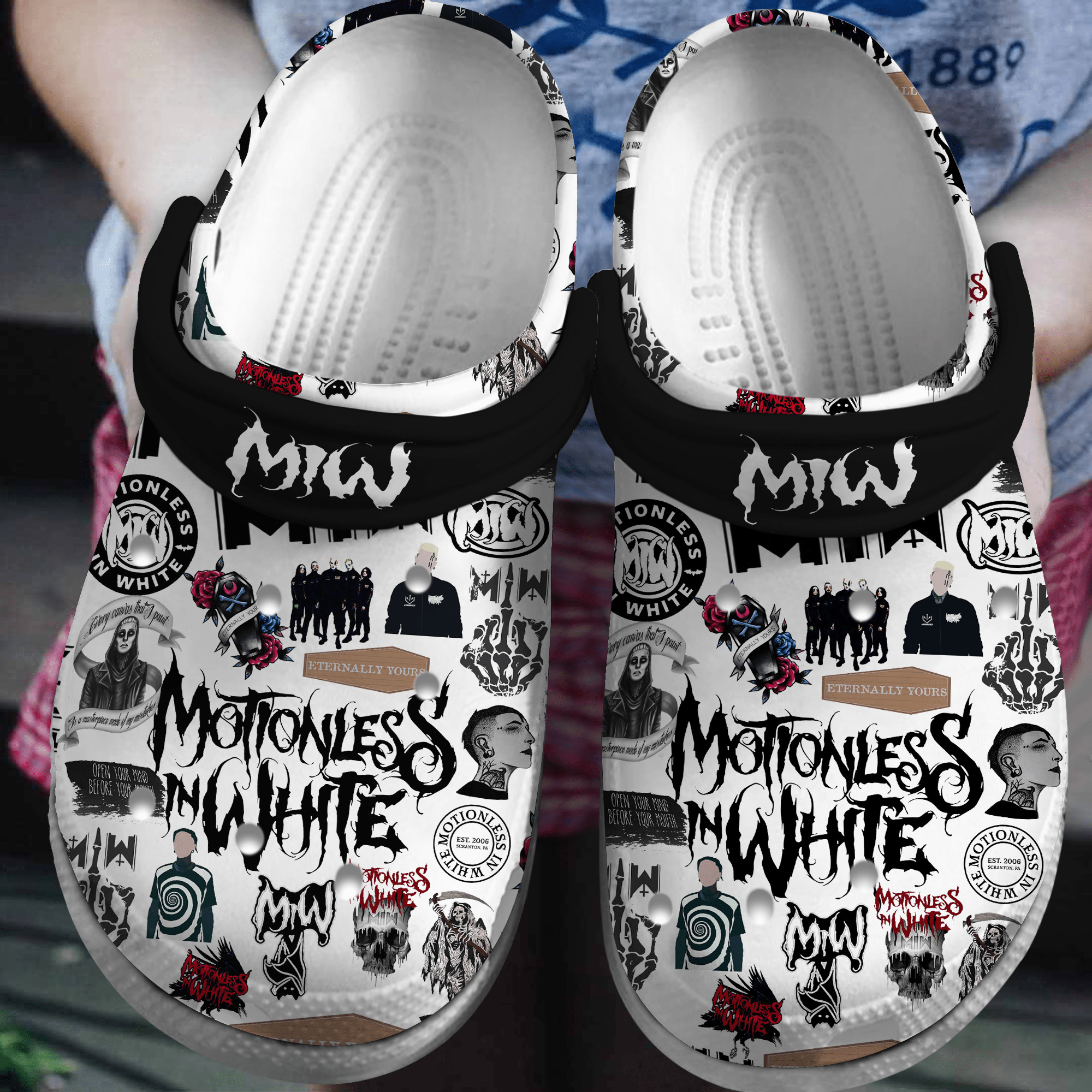 Motionless In White Music Crocs Crocband Clogs Gift For Mom Dad Family