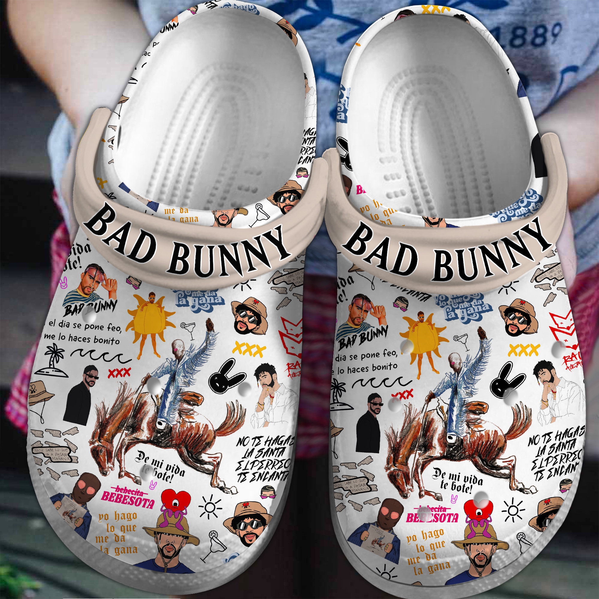 Bad Bunny Music Crocs Crocband Clogs Gift For Mom Dad Family