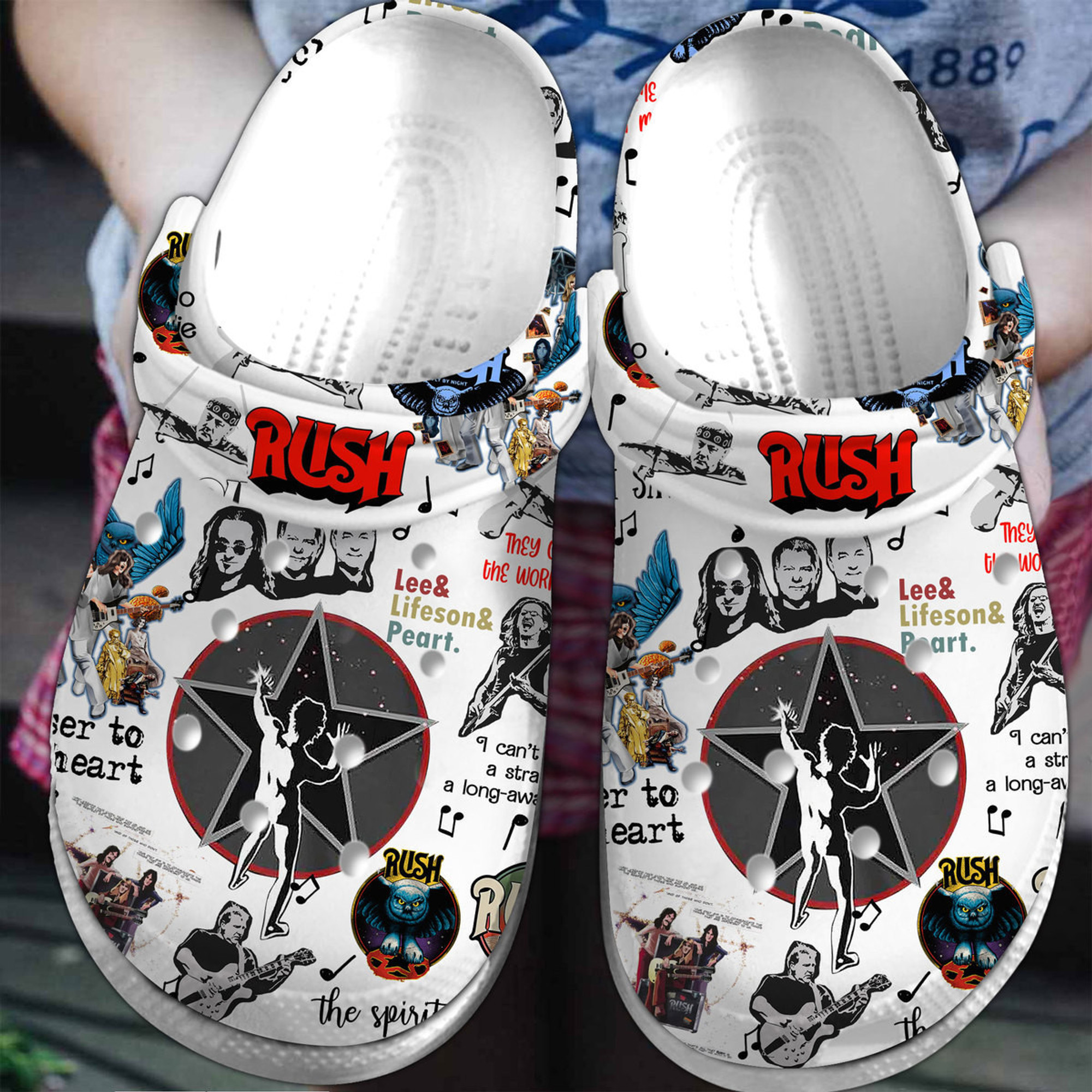 Rush’s Lifeson And Lee 3D Crocs Crocband Clogs Shoes