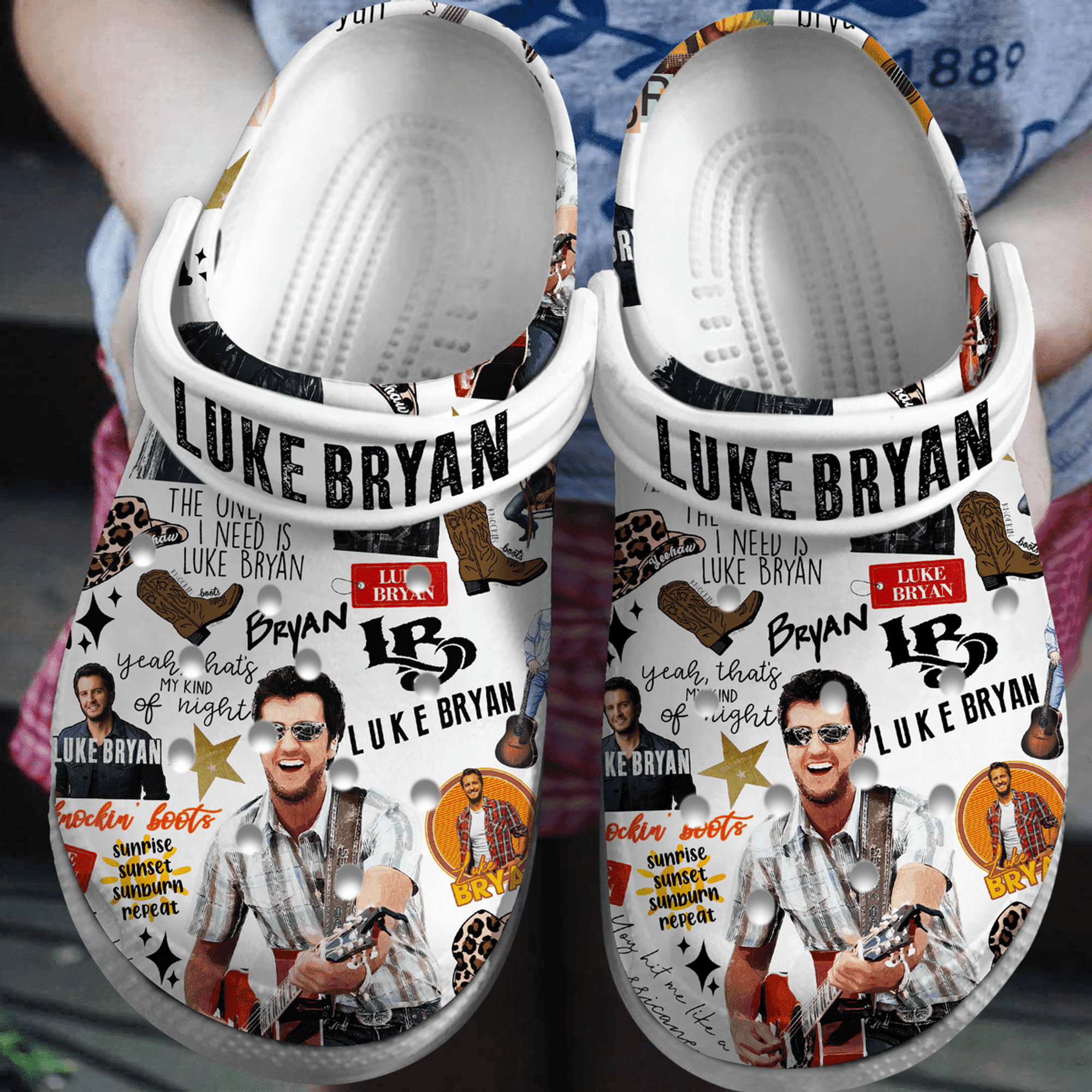 Luke Bryan 3D Crocs Crocband Clogs Shoes