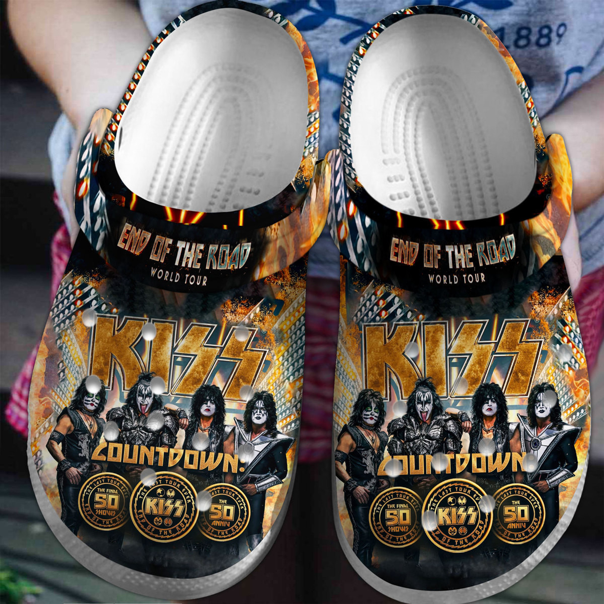 End Of The Road World Tour American Rock Band Kiss 3D Crocs Crocband Clogs Shoes