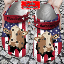 Patriotic Cow Inside Me Personalized Animal Clogs Shoes For Men And Women