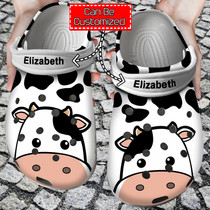 Cow Face Print Personalized Clogs Shoes With Your Name For Men And Women