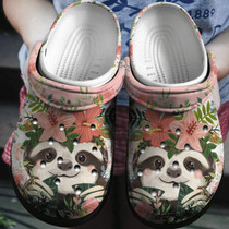 Floral Sloth Cute Animal Gift For Lover Rubber Clog Shoes Comfy Footwear