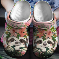 Floral Sloth Shoes,Cute Animal In Flower Clogs Gift
