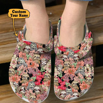 Sloth Floral Pattern Croc Style Clog For Men And Women