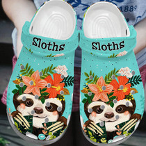 Baby Sloth With Flower Crown Baby Animal Gift For Lover Rubber Crocs Comfy Footwear