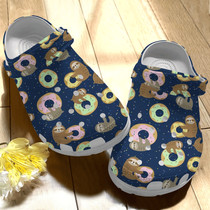 Sloths Love Donut Cute Animal Gift For Lover Rubber Crocs Comfy Footwear
