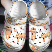 Cool Sloth With Flower Shoes,Funny Animal Clog Gift For Birthday
