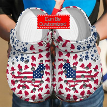 Cavalier King Charles Spaniel American Flag Clog Shoes Animal Print