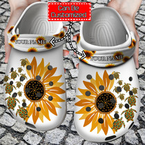 Turtle Sunflower Clog Shoes Animal Print