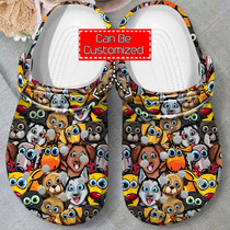 Dogs Collection Pattern Clog Shoes Animal Print