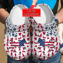 Siberian Husky American Flag Clog Shoes Animal Print
