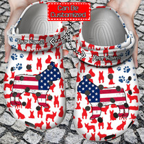 Bulldog American Flag Clog Shoes Animal Print