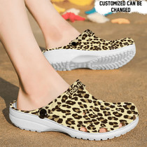 Personalized Leopard Animal Print Fur Pattern Clog Shoes