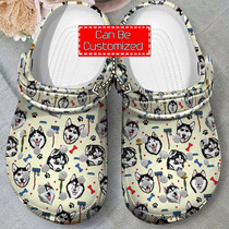 Siberian Husky Clog Shoes Animal Print