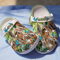 Love Family Sloth With Butterfly Shoes,Happy Animal Crocbland Clogs Birthday Gift