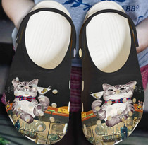 Cat And Wine Shoes,Funny Animal Clog Birthday Gift For Women Men