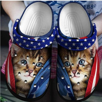 Cute Cat Us Shoe 4Th Of July,Animal Happy Independence America Clog Shoes Gift For Women Men