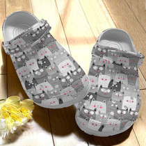 Lovely Cats Grey Shoes,Cute Animal Crocbland Clogs Gift For Thanksgiving