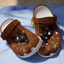 Black Cat In Bag Shoes,Cool Animal Clog Birthday Gift For Men Women