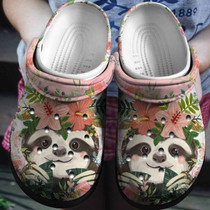 Floral Sloth Shoes,Cute Animal In Flower Clogs Gift