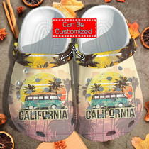 California Beach Summer Vintage Clog Shoes Custom