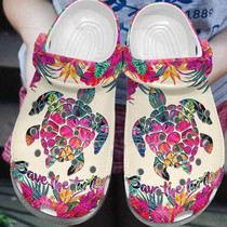 Save The Turtles Tropical Summer Gift For Lover Rubber Clog Shoes Comfy Footwear