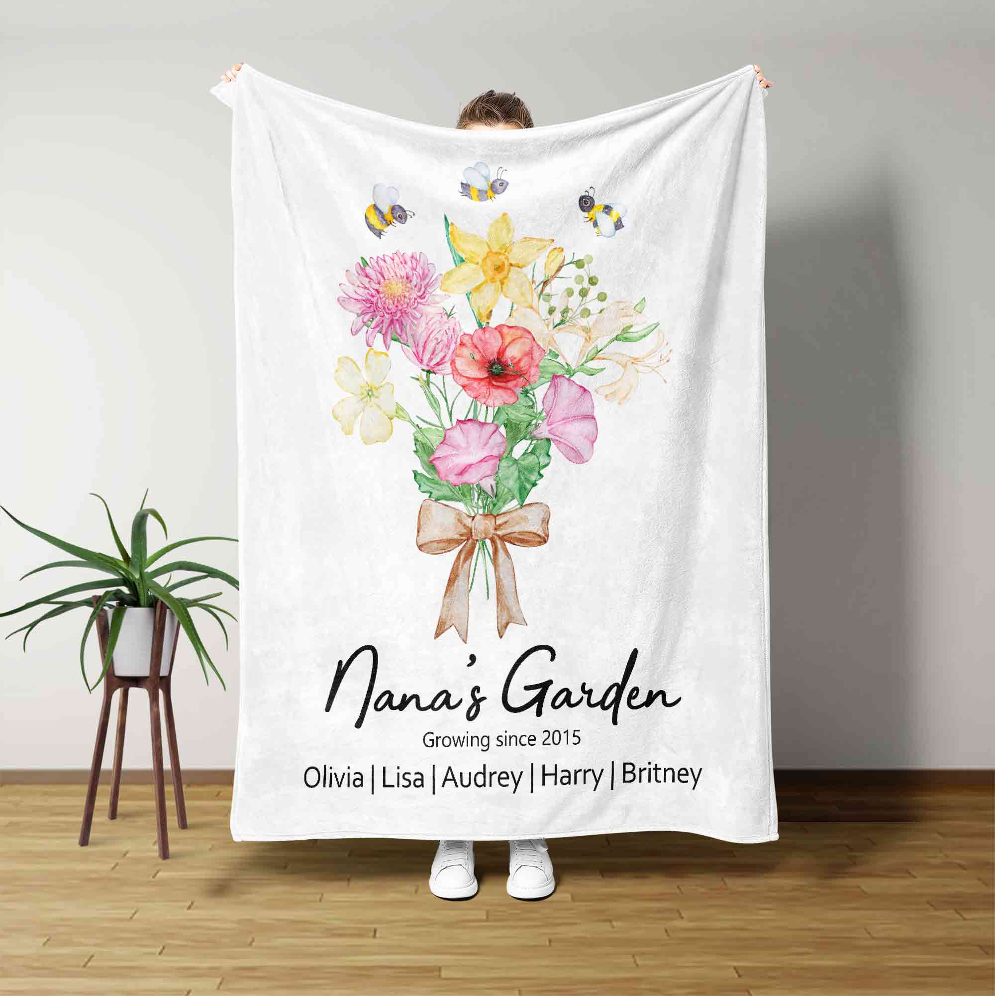 Birth Flower Blanket, Mothers Day Gift