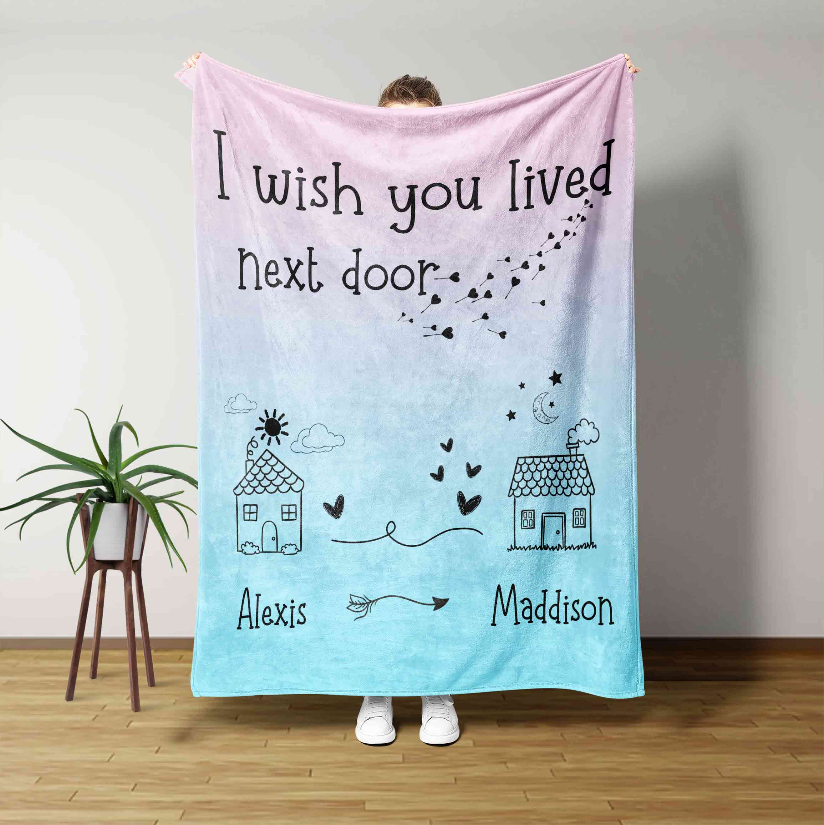 I Wish You Lived Next Door Personalized Blanket