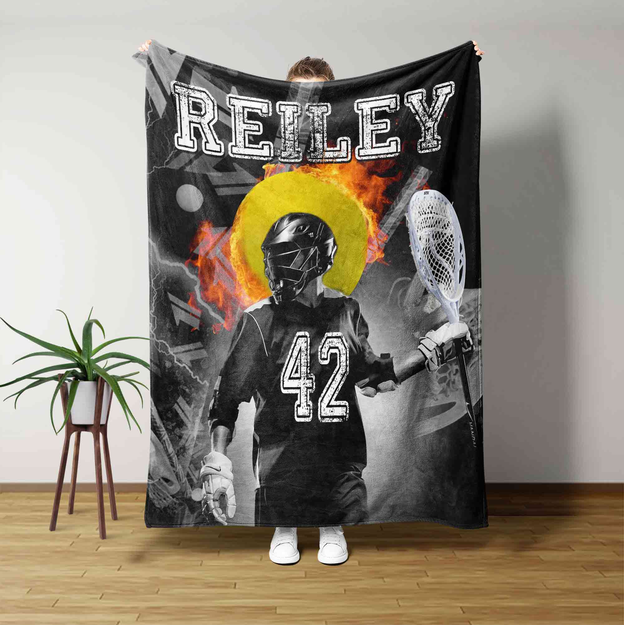 Lacrosse Custom Player Name Blanket