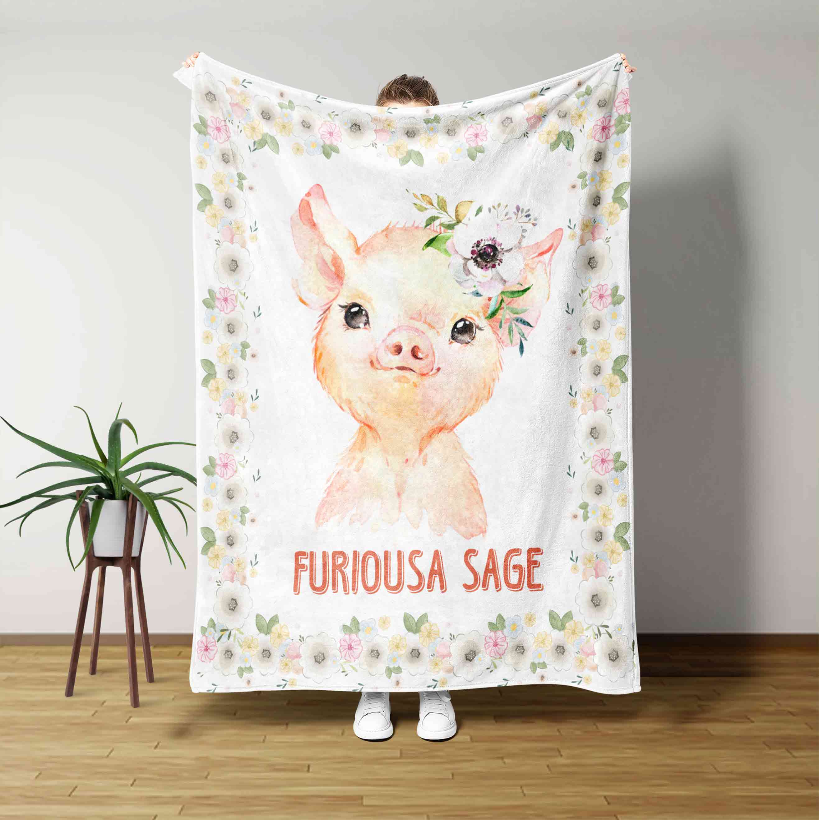 Pig Custom Name Blanket
