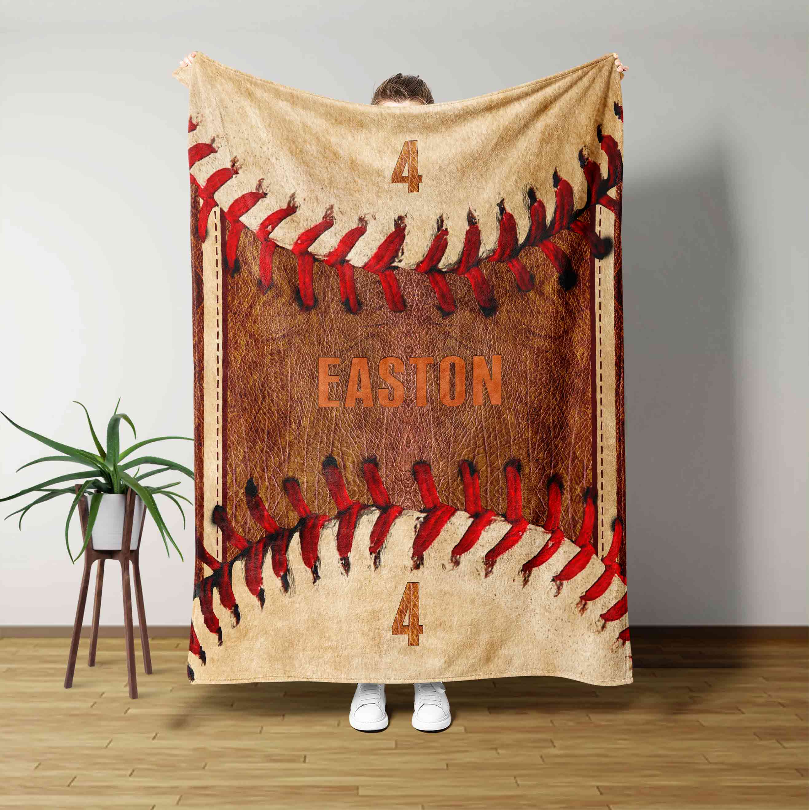 Softball Sport Custom Family Name Blanket