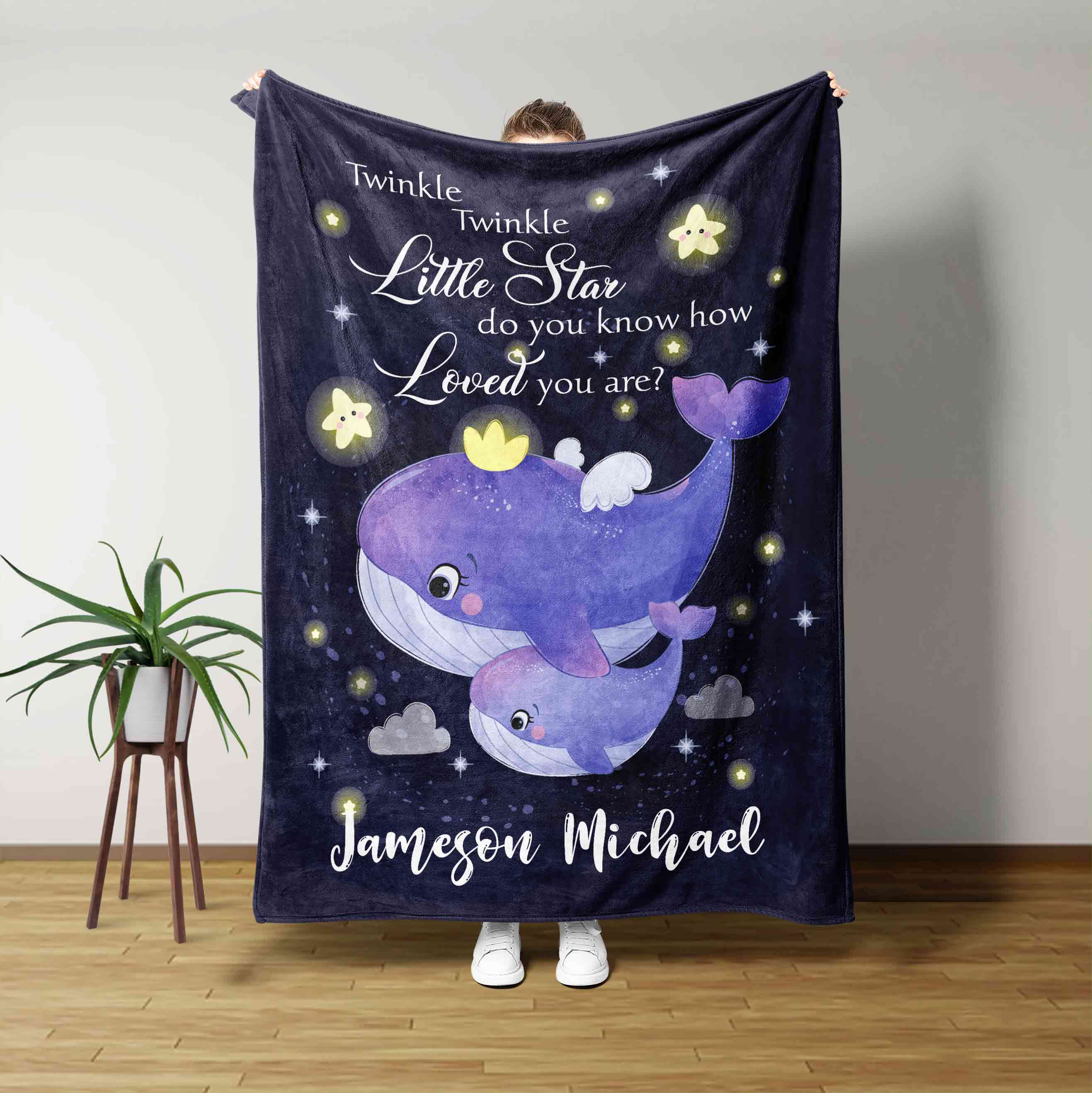 Whale Custom Name Blanket