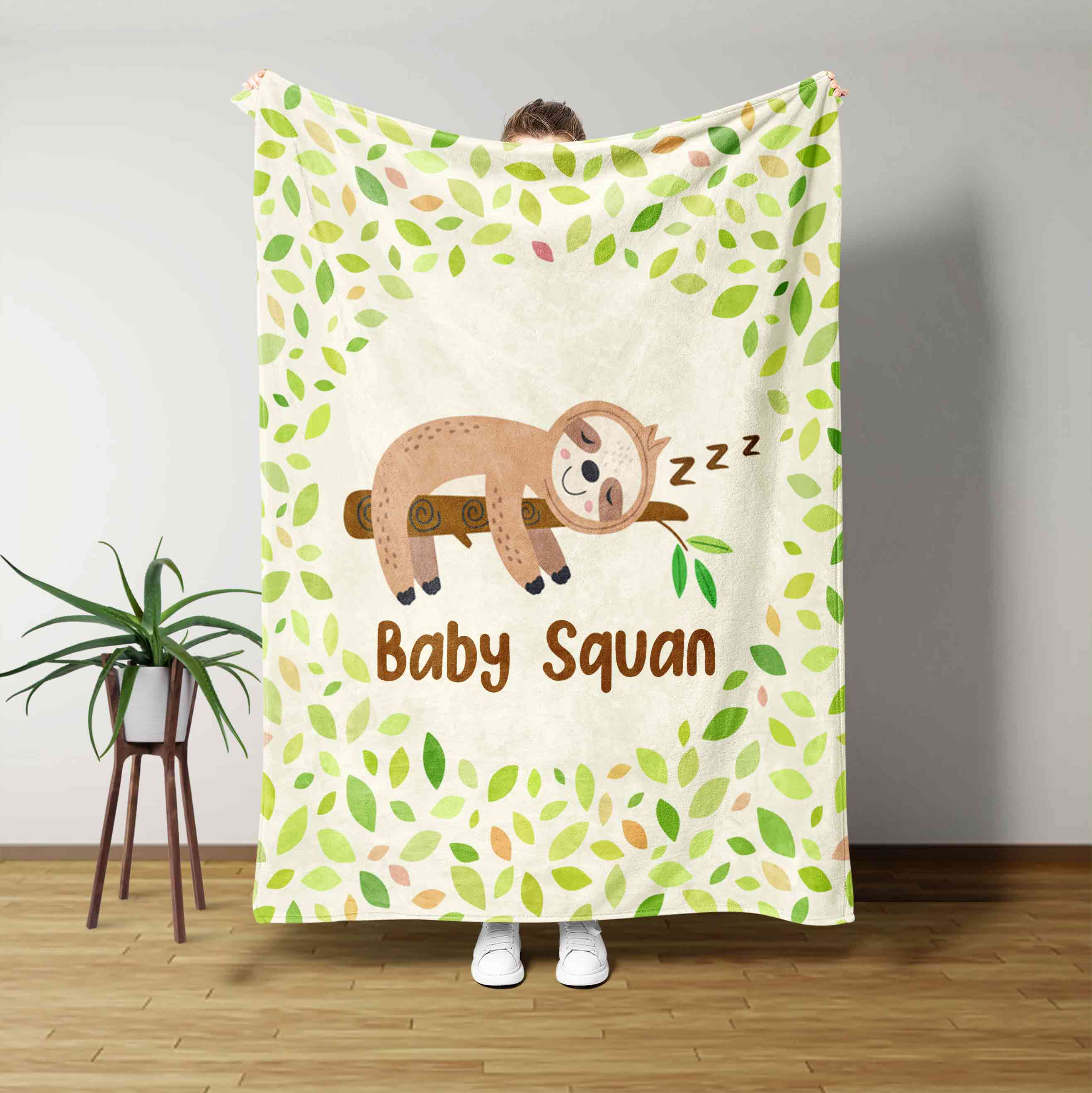 Sloth Cute Custom Name Blanket