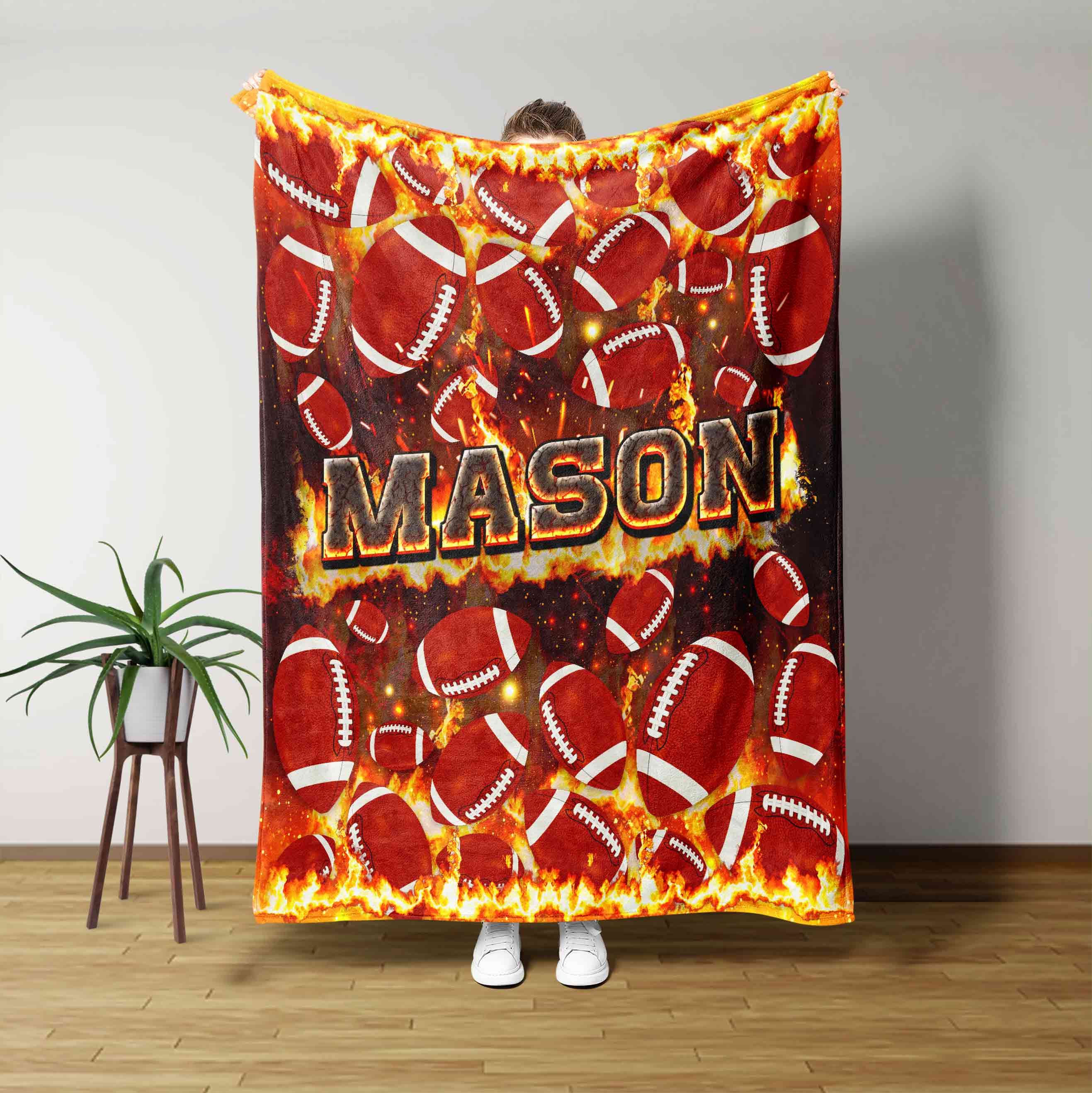 American Football Custom Name Blanket