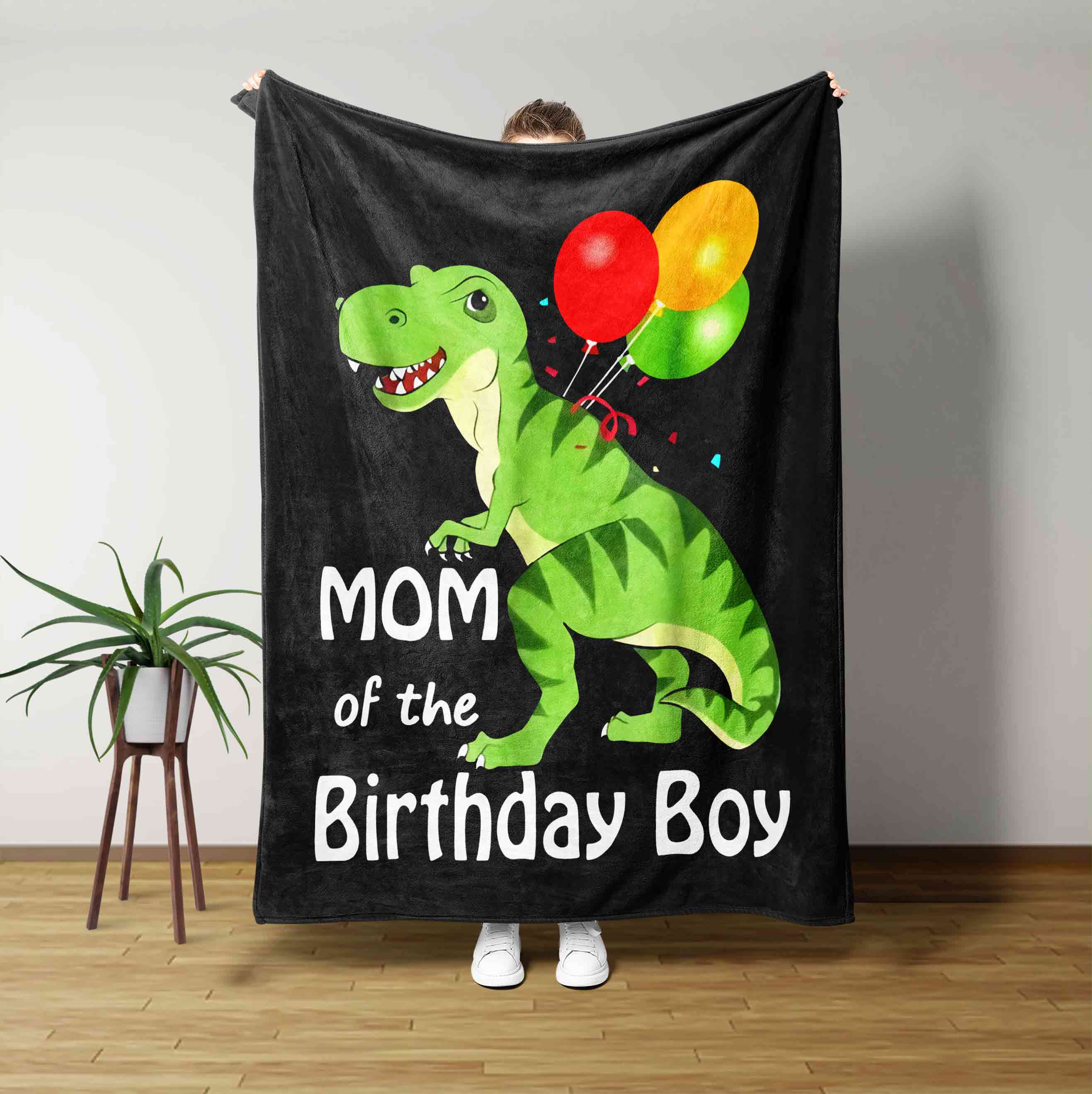 Mom Of The Birthday Boy Dinosaur Blanket