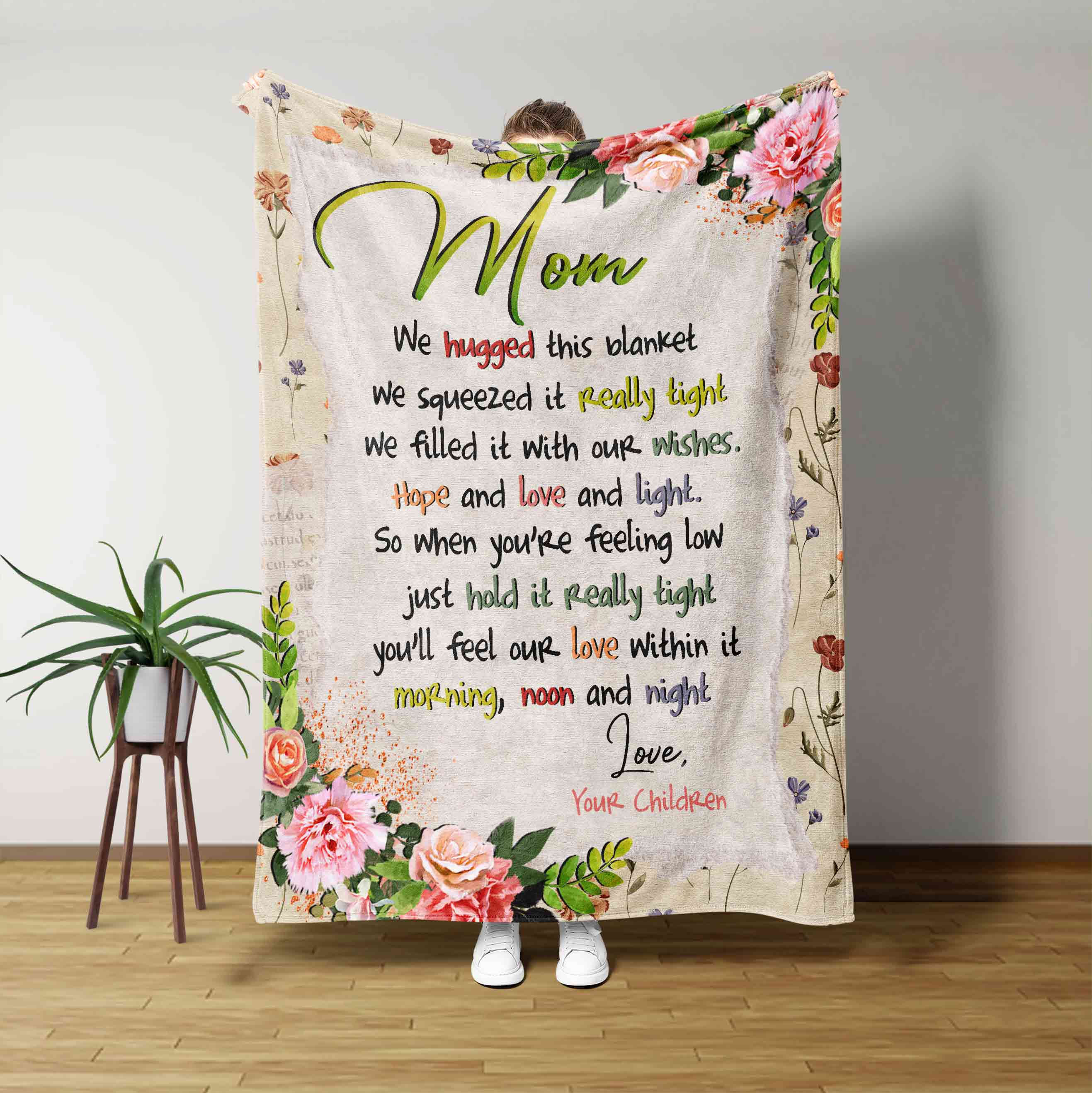 Gift For Mom Blanket, Flower Custom Name Blanket