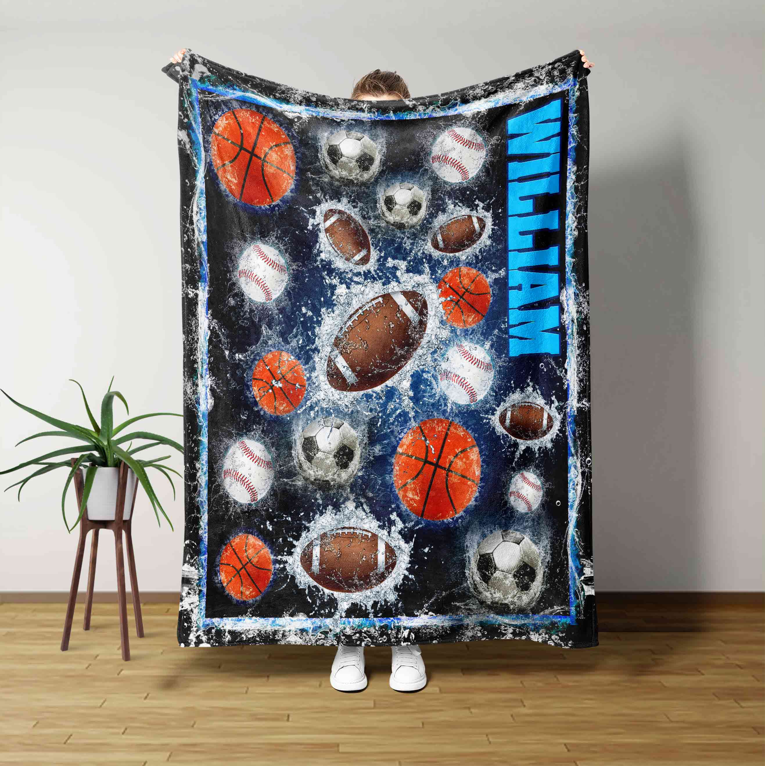 Football Softball Soccer Sport Custom Name Blanket