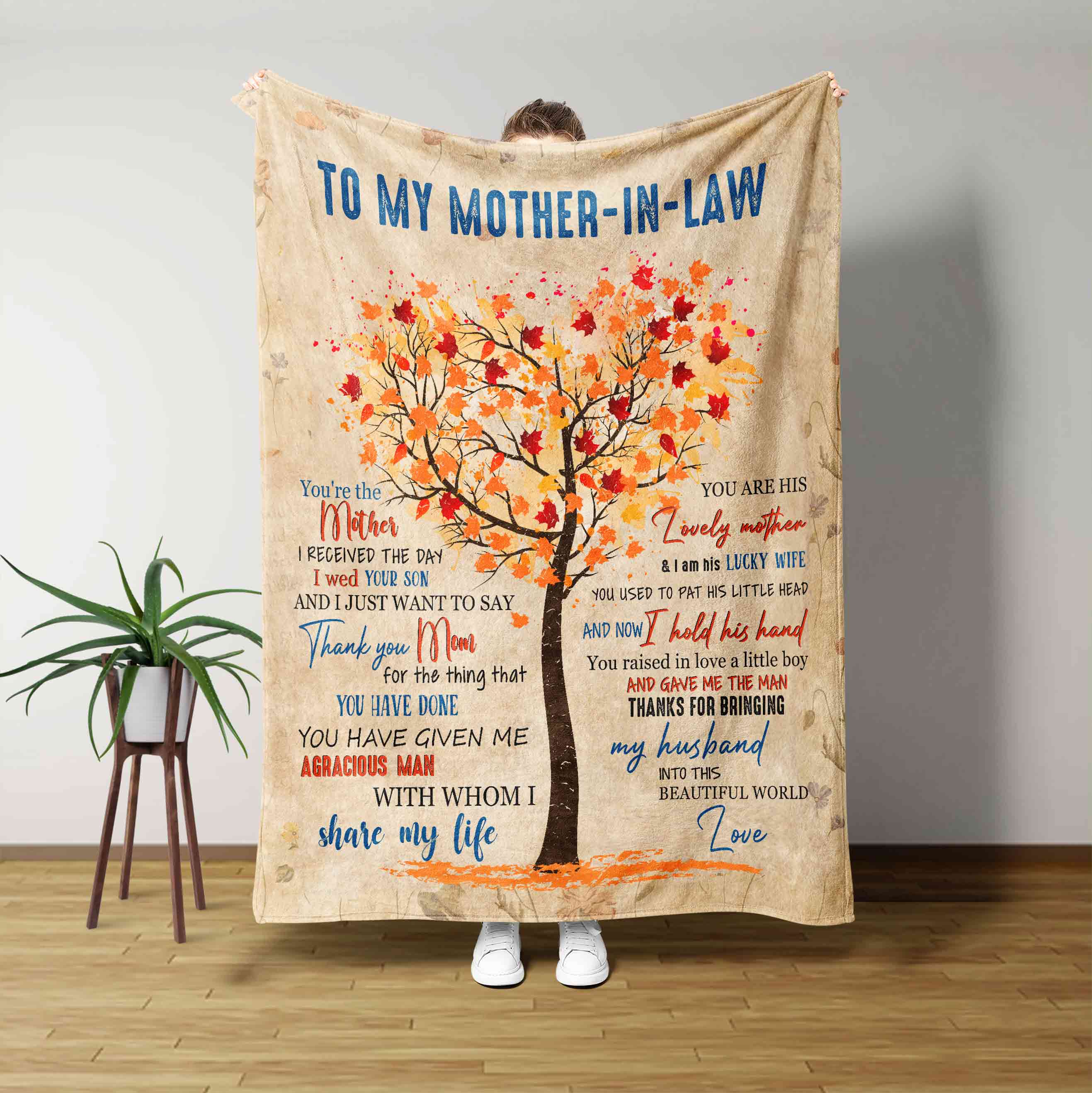 To My Mother In Law Blanket, Autumn Custom Name Blanket
